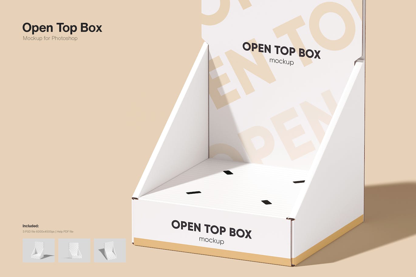 开顶产品盒包装设计样机 (PSD)