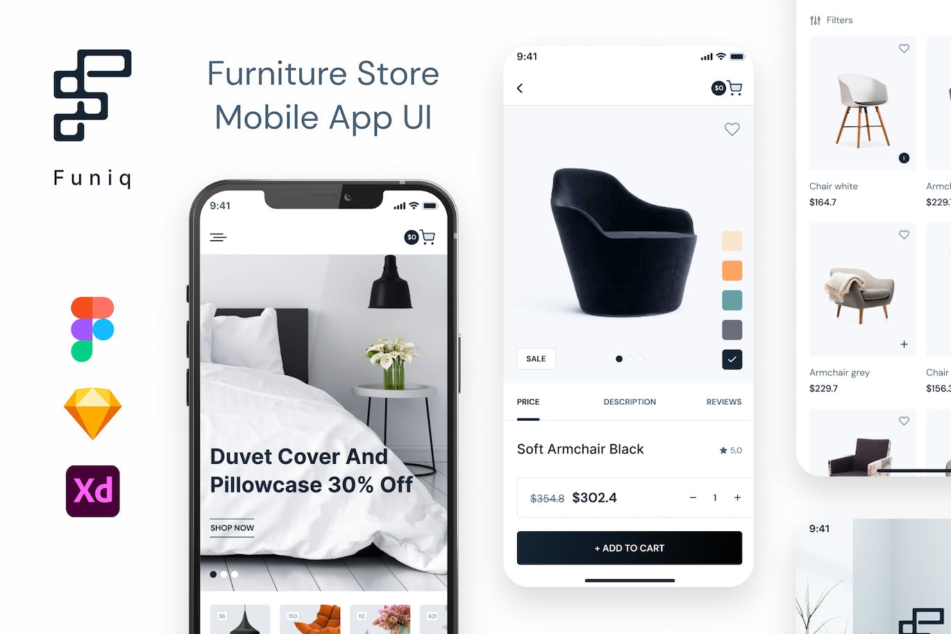 家具商店移动应用App UI Kit (SKETCH,FIG,XD)