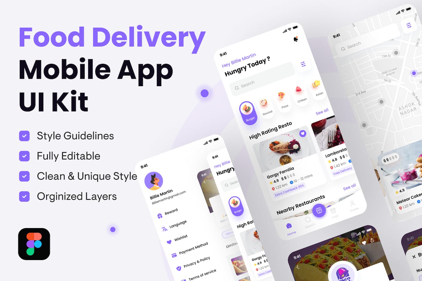 食品配送移动应用APP UI KIT (FIG)