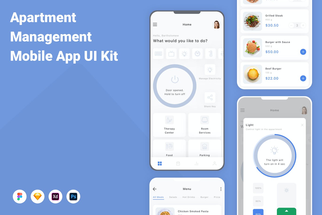 公寓管理移动应用 APP UI KIT (FIG,PSD,SKETCH,XD)