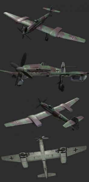 二战德国飞机BV155 B-1高空截击机3D模型（OBJ,FBX,MAX）