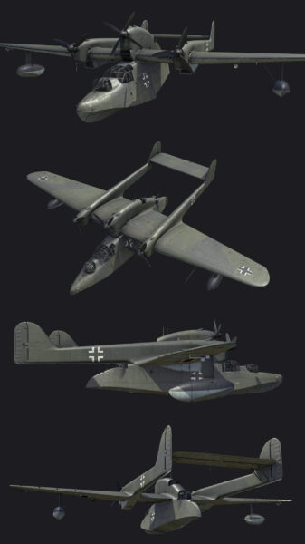 二战德国飞机Bv138水上侦察机3D模型（OBJ,FBX,MAX）