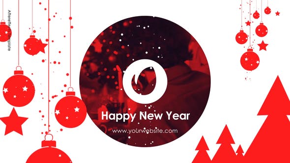 红色喜庆元素新年快乐标志视频AE模板 (aep)