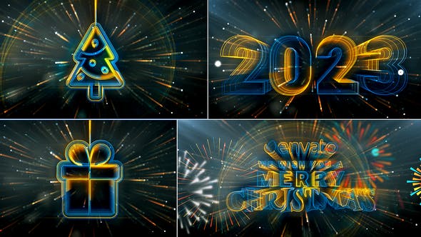 圣诞祝福/圣诞快乐开幕/2023新年视频AE模板 (aep)