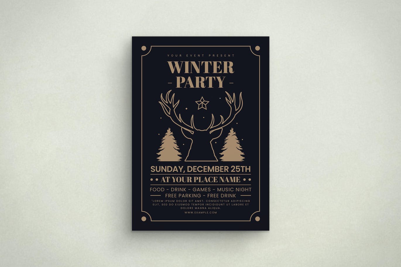 冬季派对活动海报模板 (AI,PSD)