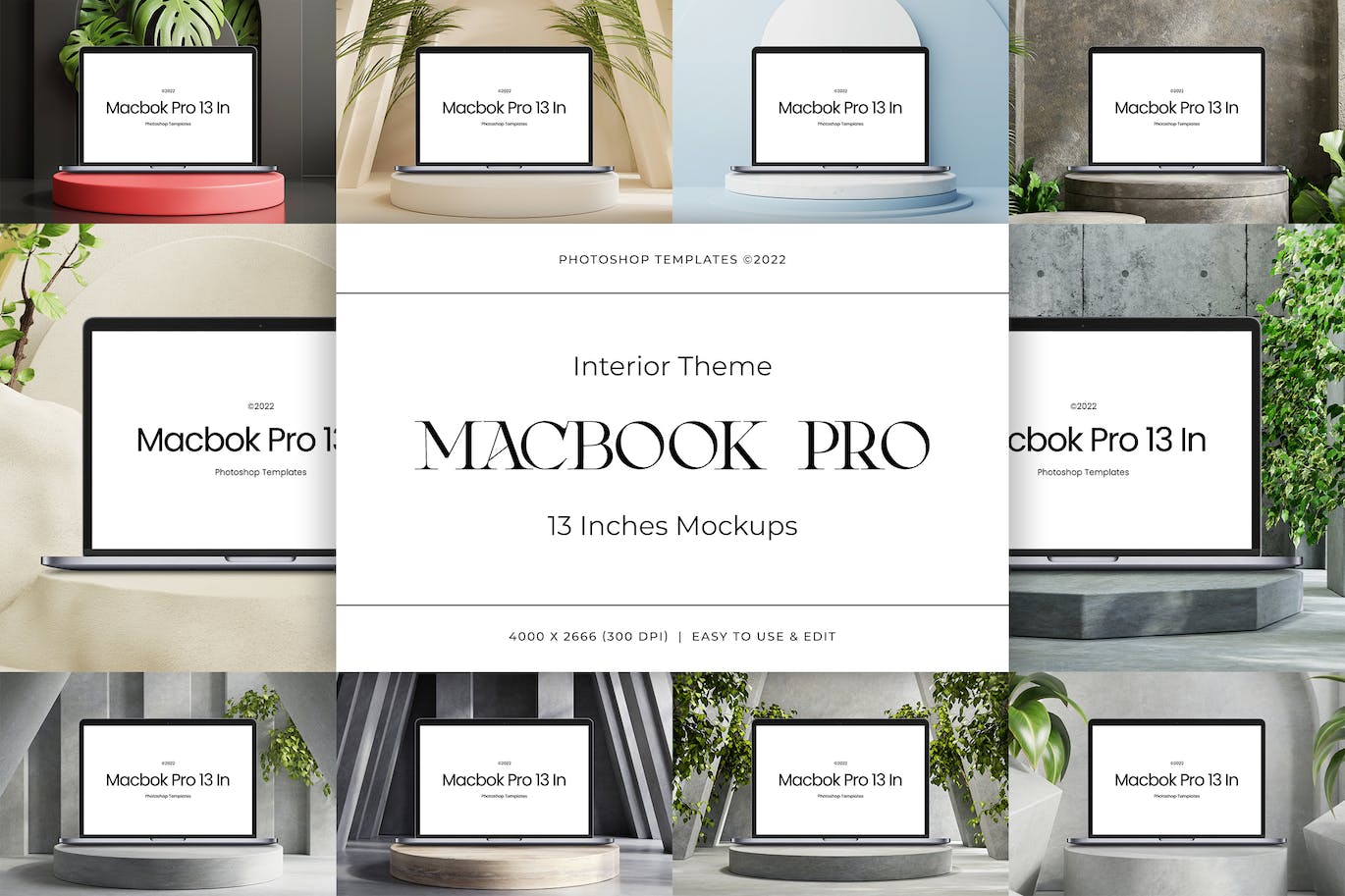 室内 Macbook Pro 13 英寸样机 (PSD)