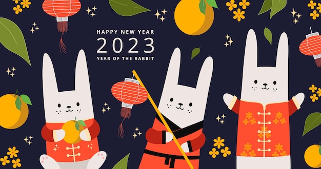 2023年兔年新年Banner设计模板[eps]