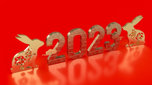 新年2023兔年3d渲染背景图片素材[jpg]