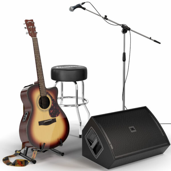 吉他 麦克风和舞台音频设备组合3D模型（FBX,MAX）