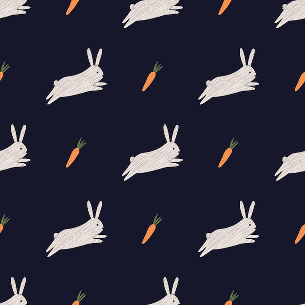 萝卜兔子动物矢量装饰图案[eps]