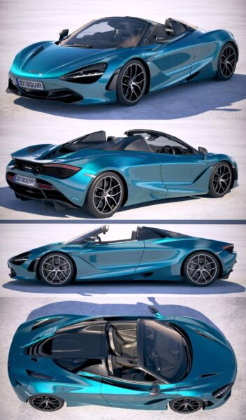 2019迈凯伦McLaren 720S Spider敞篷跑车3D模型（OBJ,FBX,MAX）