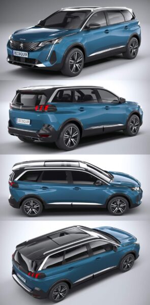 2021标志Peugeot 5008 SUV汽车3D模型（OBJ,FBX,MAX）