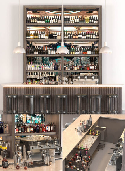 摆满酒的酒吧吧台3D模型（FBX,MAX）