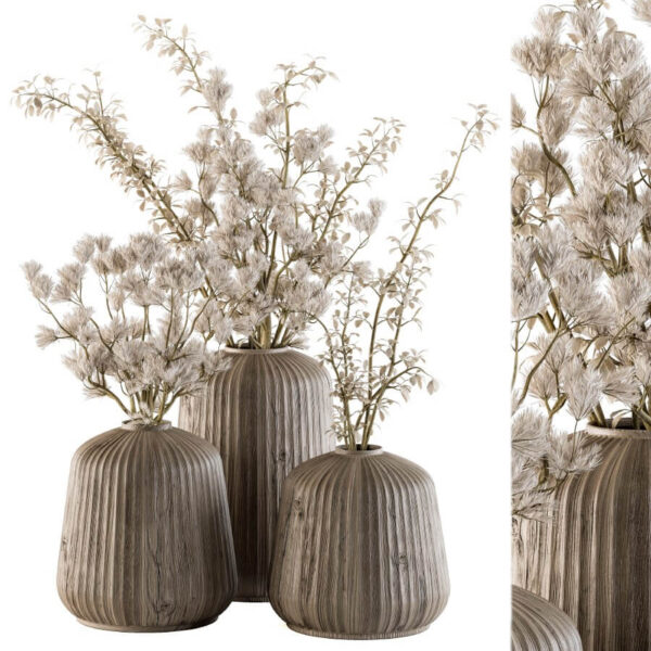 装饰花瓶中的干花束3D模型（OBJ,MAX）