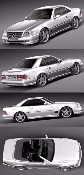 1989-2001奔驰MERCEDES SL500 AMG R129敞篷汽车3D模型（OBJ,FBX,MAX,C4D,LWO）