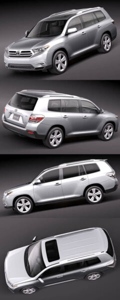 2011丰田汉兰达TOYOTA HIGHLANDER SUV汽车3D模型（OBJ,FBX,MAX,C4D,LWO）