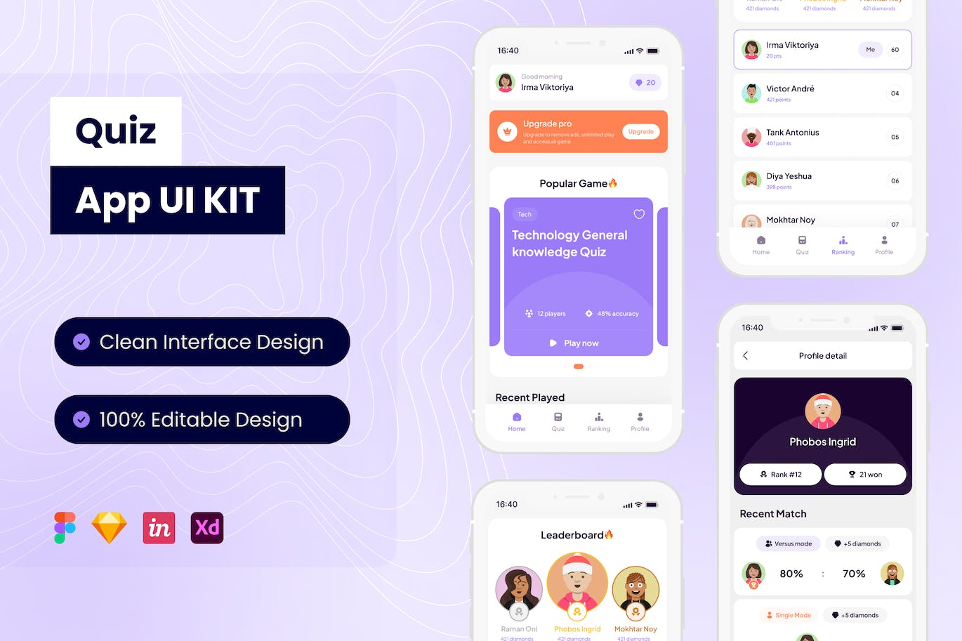 测验移动应用APP UI KIT (FIG,SKETCH,XD)