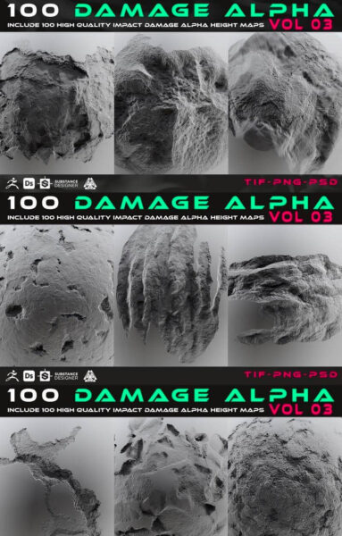 多种的破损 Alpha 高度贴图材质（PSD）