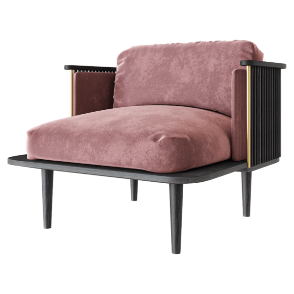 Manual mode Forest系列木质结构厚布艺软垫休闲扶手椅 单人沙发3D模型（OBJ,FBX,MAX）