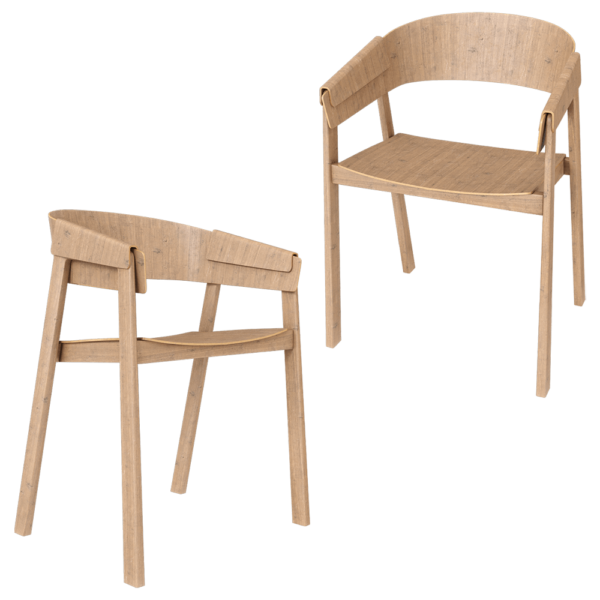 丹麦Muuto Cover木质扶手椅 餐椅3D模型（OBJ,FBX,MAX）