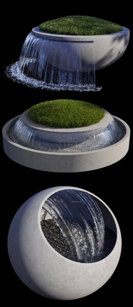 3种喷泉景观3D模型（OBJ,MAX）