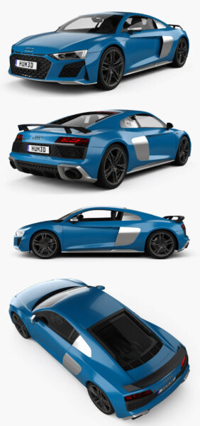 2022奥迪Audi R8 V10 coupe汽车3D模型（OBJ,FBX,MAX）