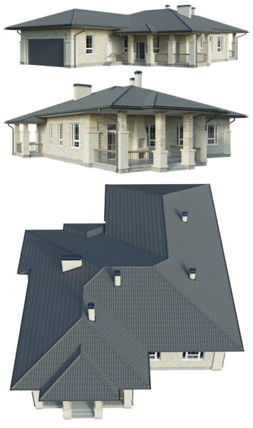 带车库的乡间别墅3D模型（OBJ,FBX,MAX）