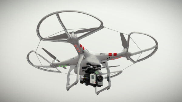 配置GoPro HERO3的DJI Phantom 2 Quadcopter Prop Guard无人机3D模型（OBJ,FBX）