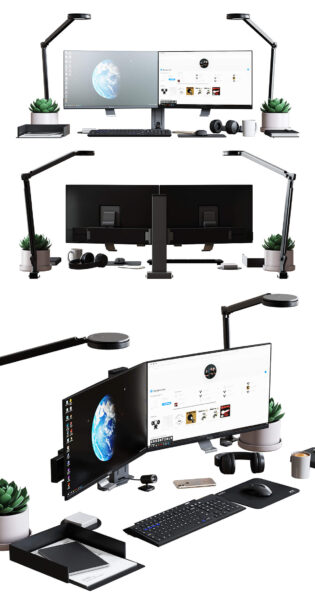 包含电脑 文具等在内的经典办公桌面3D模型（OBJ,MAX）