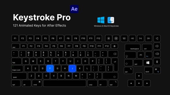 Keystroke Pro虚拟键盘按键ae元素素材 (aep)