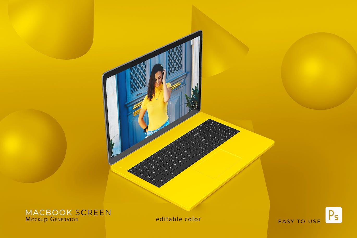 黄色场景MacBook电脑屏幕样机 (PSD)