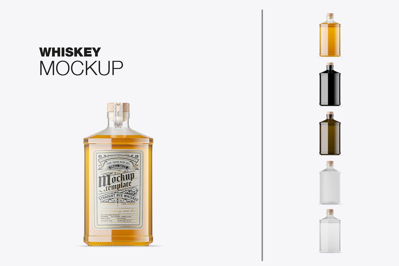 经典威士忌酒瓶品牌标签设计样机 (PSD)