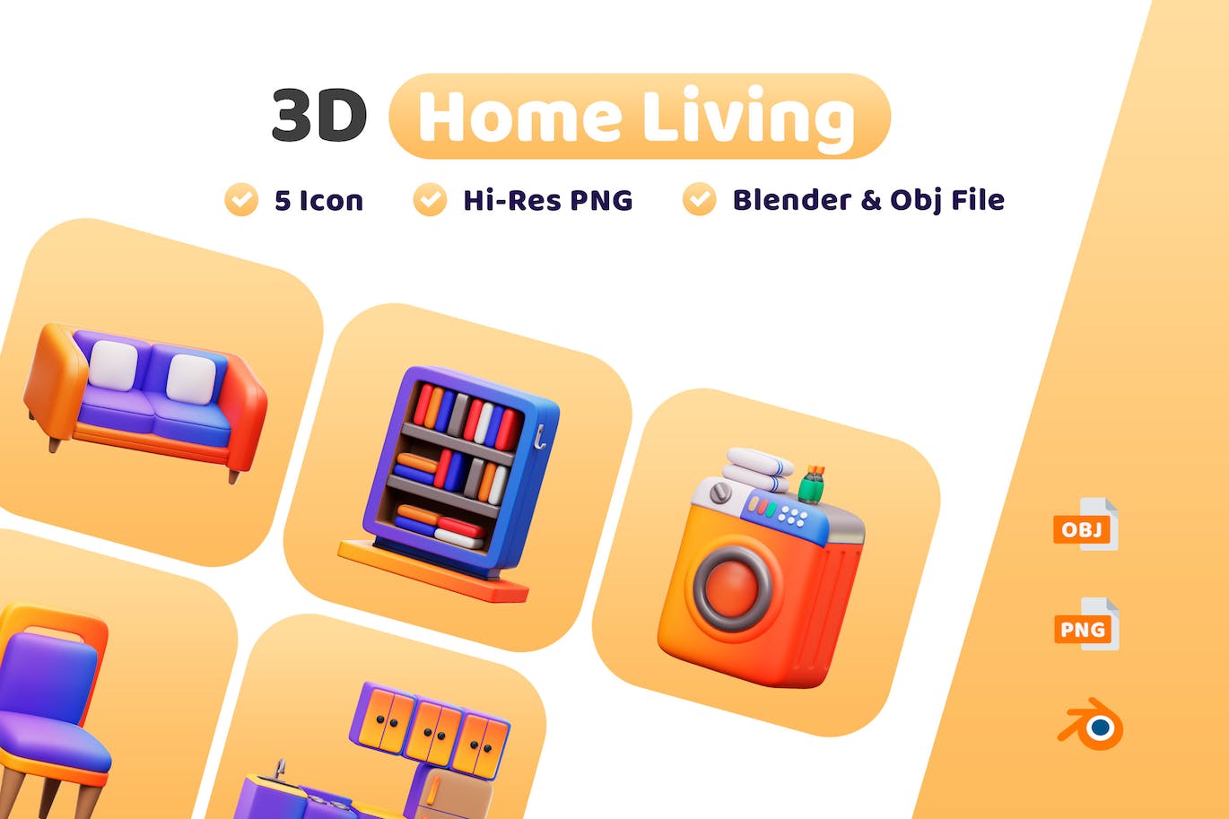 家用电器3D图标 (PNG,Blend,OBJ)