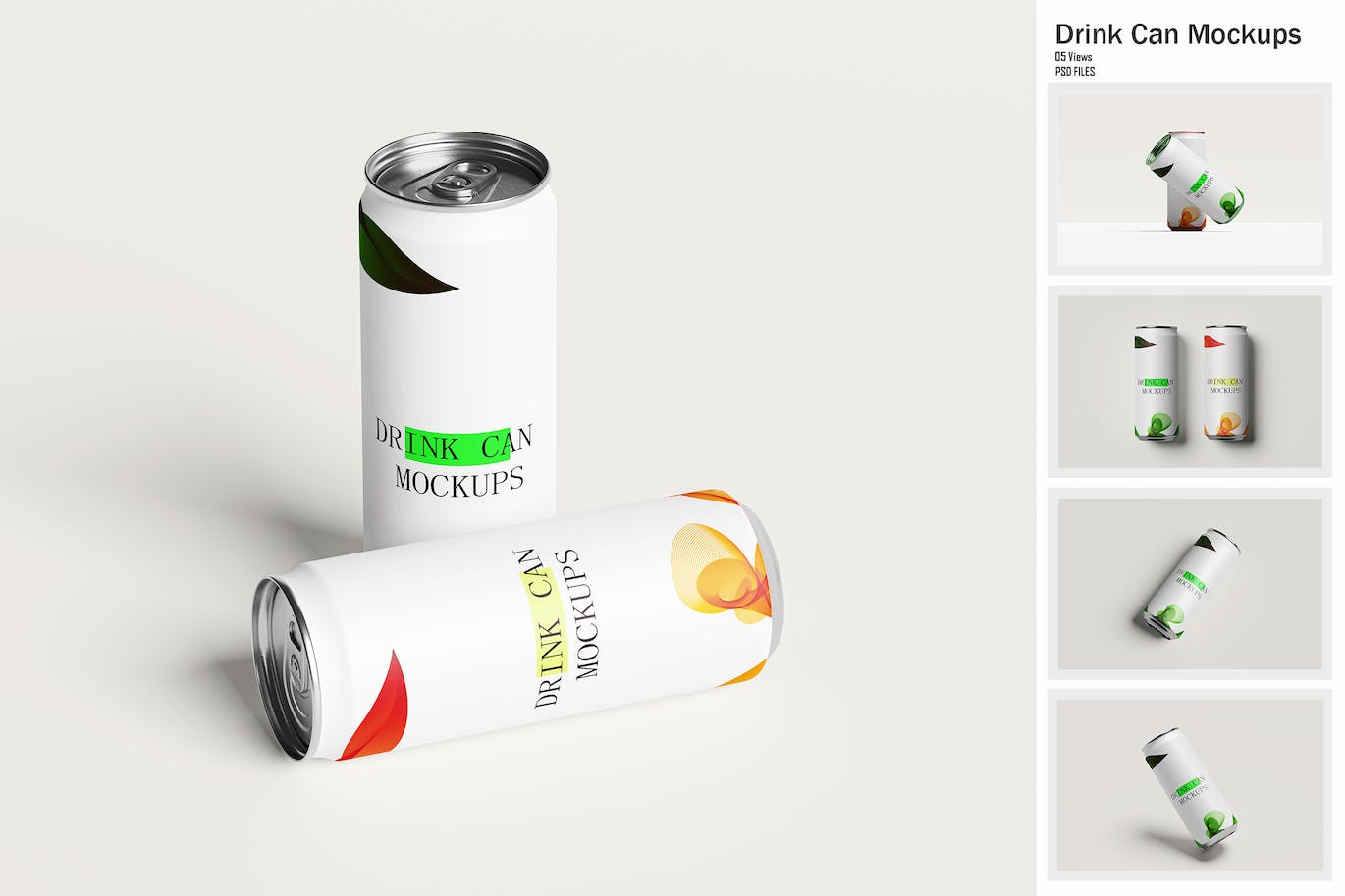 饮料易拉罐包装标签设计样机 (PDF,PSD)