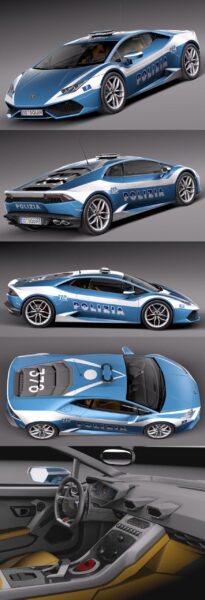 2015意大利兰博基尼Lamborghini Huracan警车3D模型（OBJ,FBX,MAX）