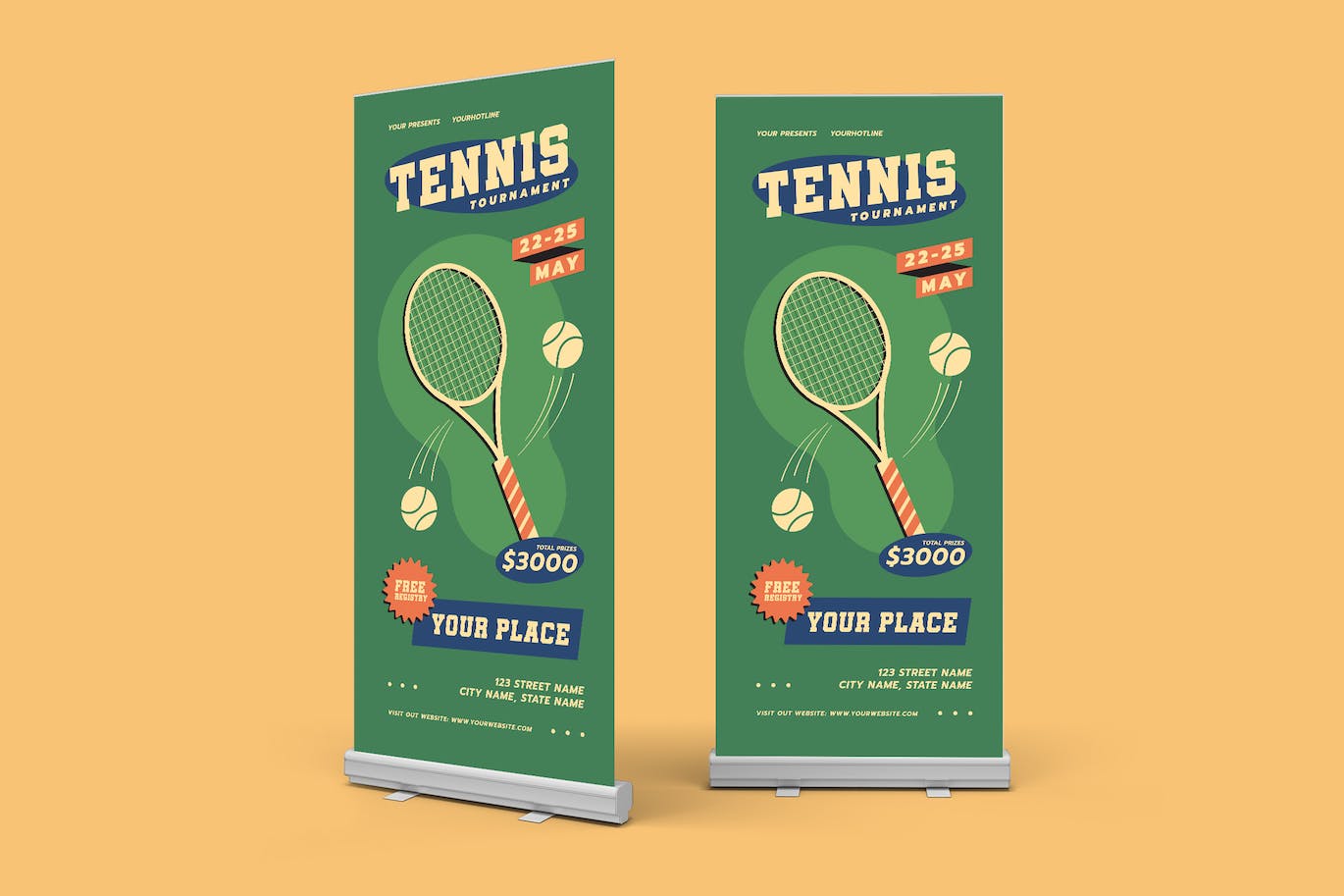网球锦标赛汇总易拉宝海报设计 (AI,EPS,JPG,PNG)
