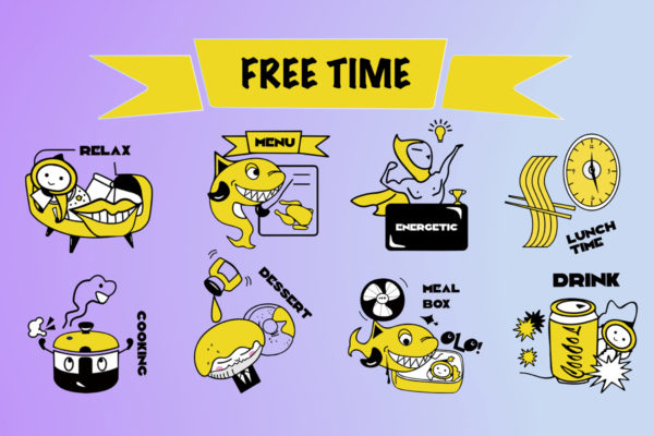 原创趣味卡通插画 Free time
