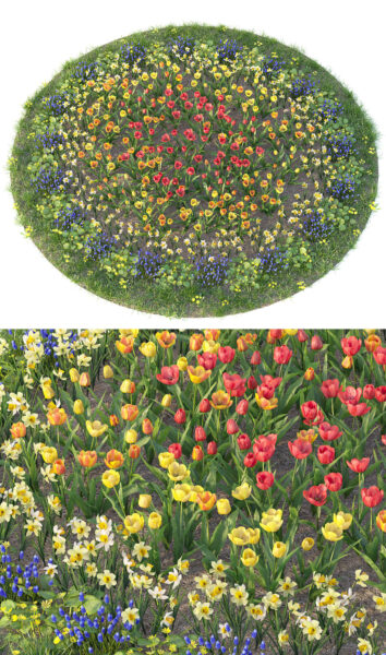 5米宽圆形花圃3D模型（OBJ,MAX）