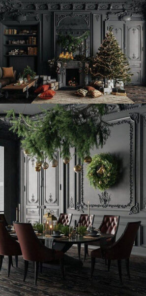 圣诞装饰的客厅室内场景3D模型（MAX）