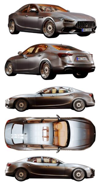 玛莎拉蒂Maserati Ghibli Hybrid汽车3D模型（OBJ,FBX,MAX）