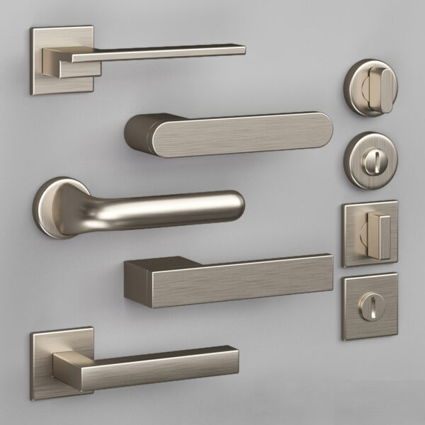 Olivari条形拉丝金属门把手 门锁3D模型（FBX,MAX）