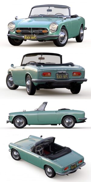 本田Honda S800 Cabriolet敞篷跑车3D模型（OBJ,FBX,MAX,C4D,LWO）