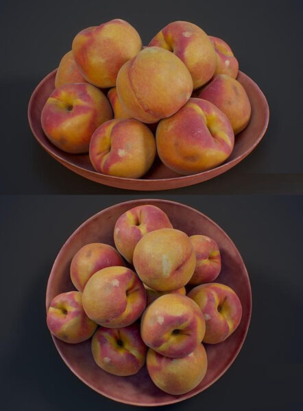 木盘中的桃子3D模型（OBJ,FBX,MAX）
