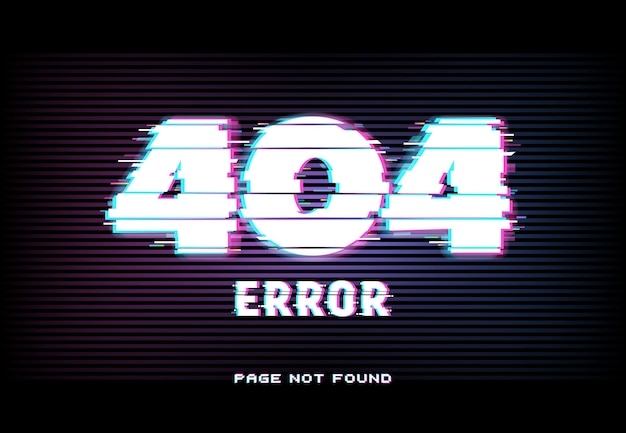 扭曲水平线和霓虹灯发光字体404错误页面素材[eps]