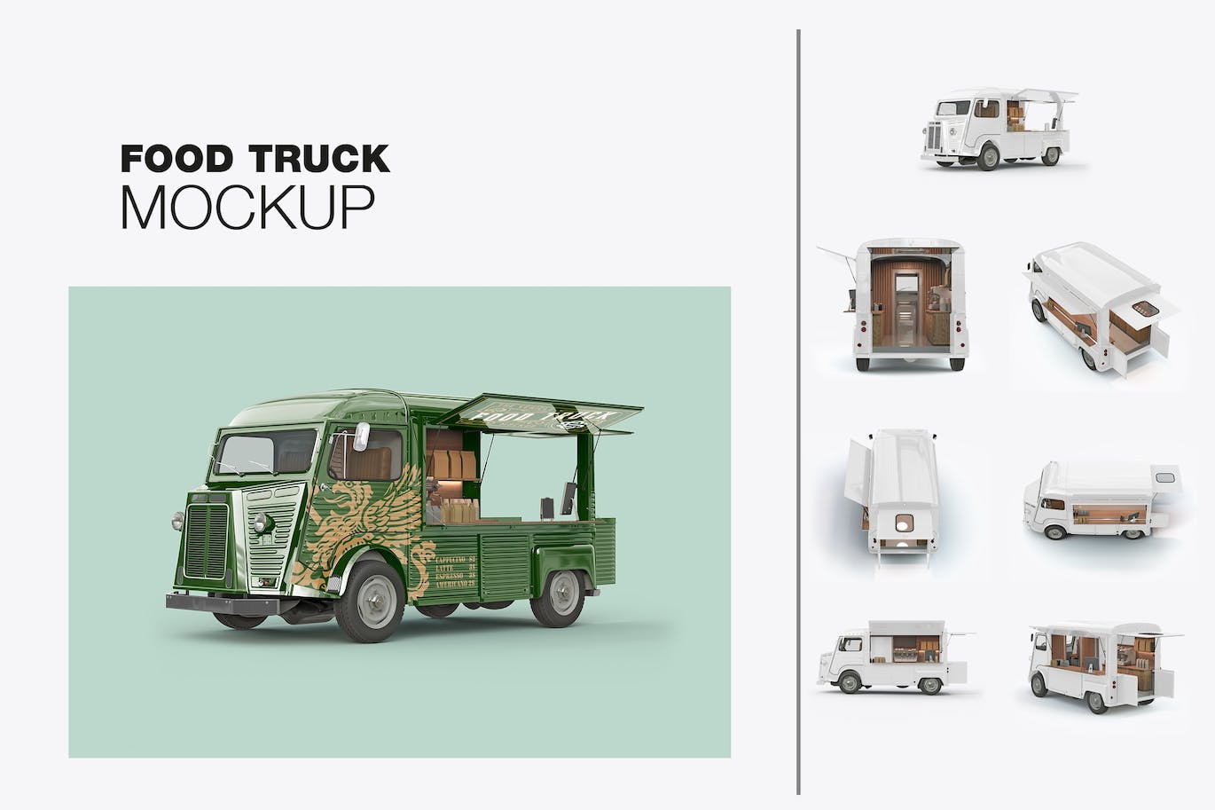 设置打开老式食品卡车样机 （PSD）
