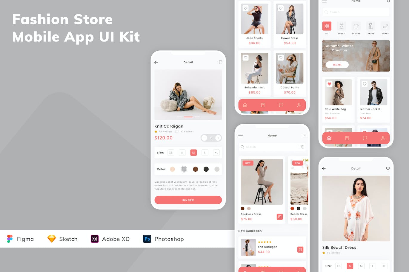 时尚商店移动应用App UI Kit (SKETCH,FIG,XD,PSD)
