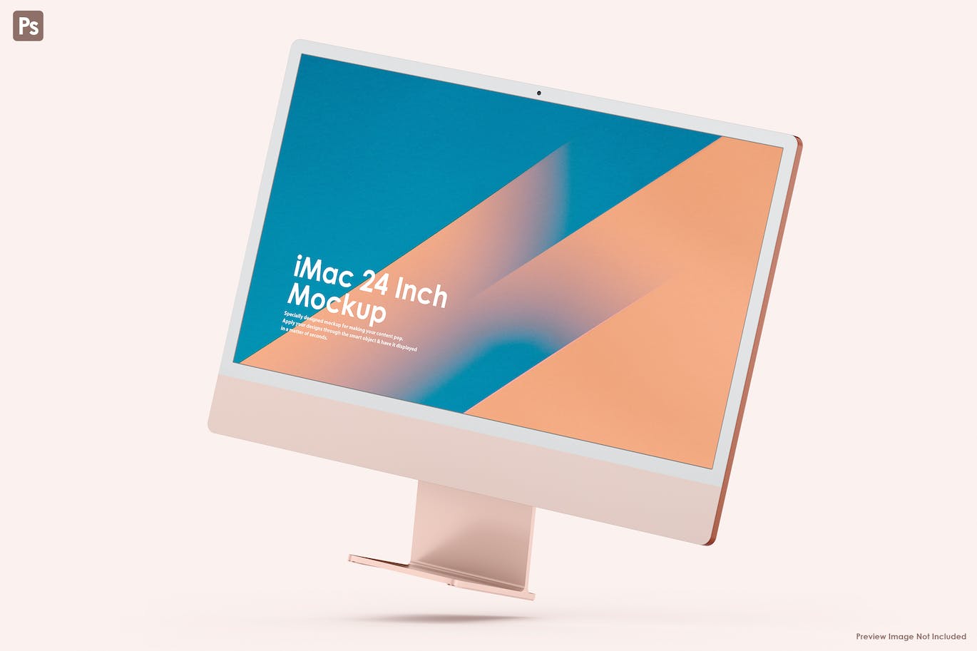 浮动的iMac 24英寸屏幕实物样机 (PSD)