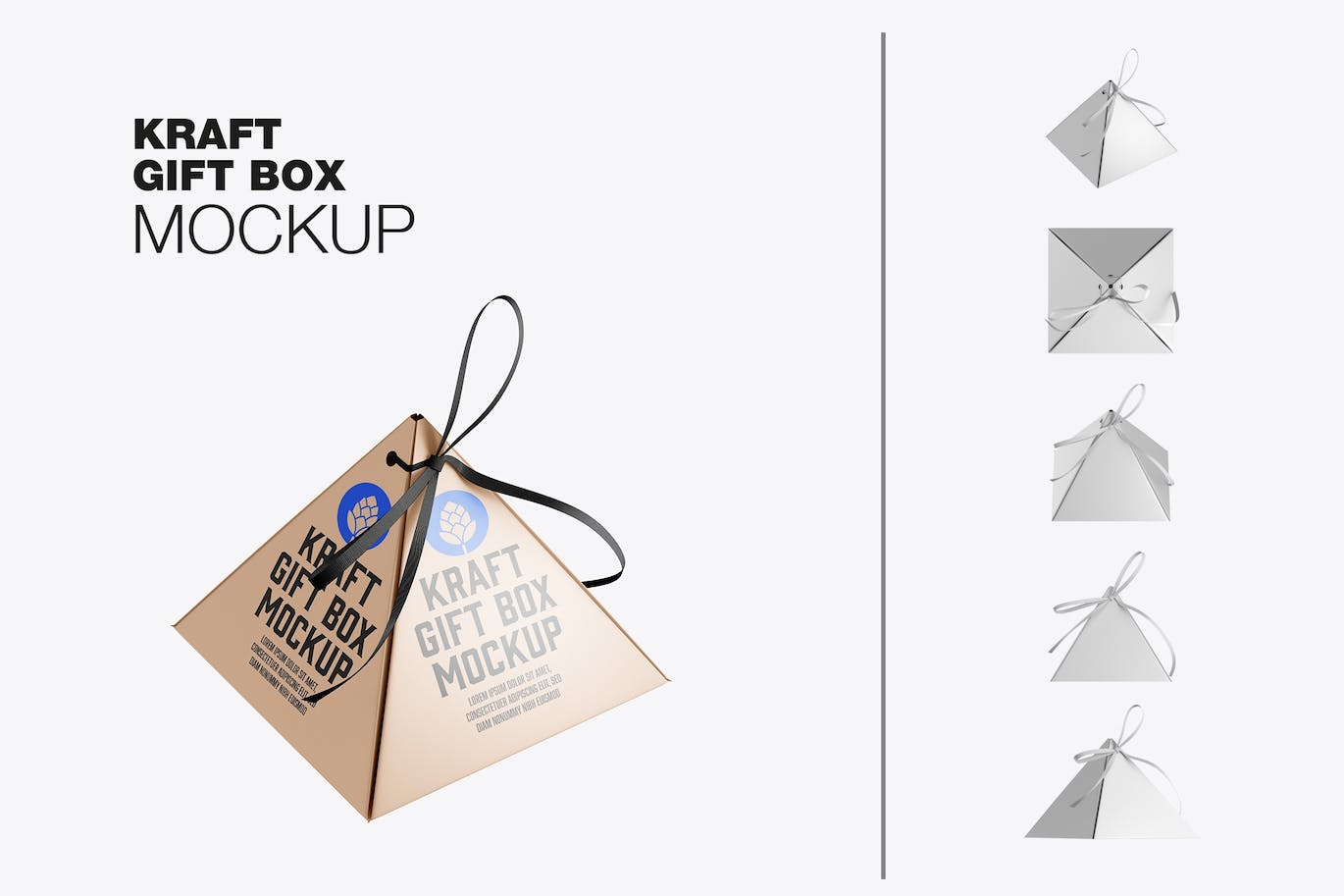 金字塔形状礼品盒包装设计样机 (PSD)