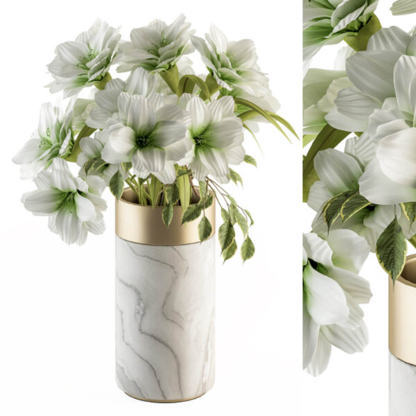 装饰花瓶中的白色花束3D模型（OBJ,FBX,MAX）