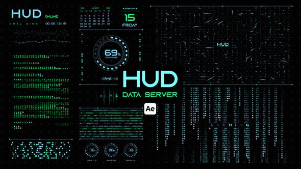 HUD图表数据服务视频AE模板 (AEP)